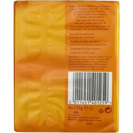 Wright'S Coal Tar Soap For Everyday Skin Cleansing 4 X 100G Bars