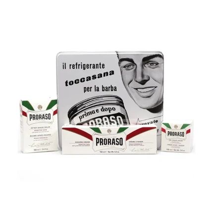 Proraso Klasical Gift Set Shaving For Sensitive Skin White 4 Pieces