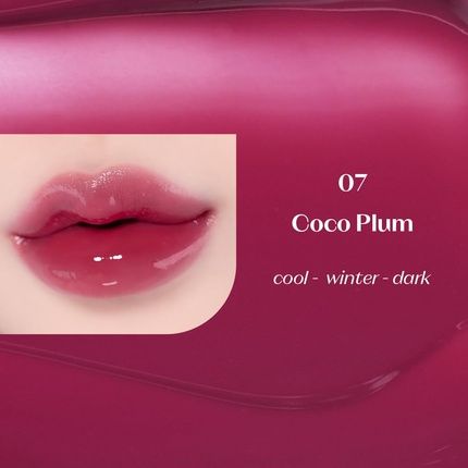 Etude Over Glowy Lip Stain Tint 7 Coco Plum Non-Sticky Vegan Lip Tint