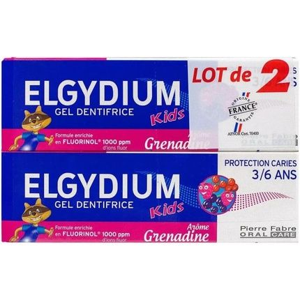 Elgydium Kids Toothpaste Gel Caries Protection For 3-6 Years Old 50Ml - Pack Of 2