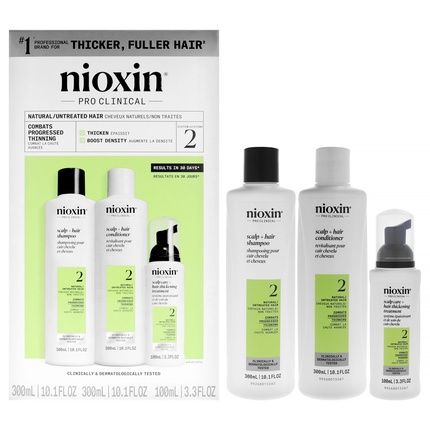 Nioxin System 2 Kit 3 Piece Set With 101 Oz Cleanser Shampoo 101 Oz Scalp Therapy Conditioner And 338 Oz Scalp And Hair Treatment