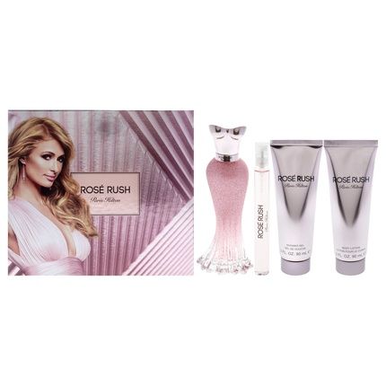 Paris Hilton Rose Rush 4 Piece Gift Set With 34Oz Eau De Parfum Spray 034Oz Eau De Parfum Spray 30Oz Body Lotion And 30Oz Shower Gel