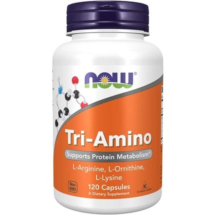 Now Tri-Amino With L-Arginine L-Ornithine L-Lysine Supports Protein Metabolism 120 Capsules