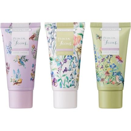 Heathcote & Ivory Flower Of Focus Hand Cream Trio Vegan Rosemary Lavender Sweet Orange Travel Set 3 X 30Ml
