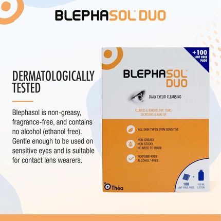 Blephasol Duo 100Ml Micellar Eyelid Cleansing Lotion With 100 Lint-Free Pads - Image 3