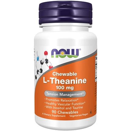 Now L-Theanine 100Mg With Inositol And Taurine Tension Management 90 Chewables