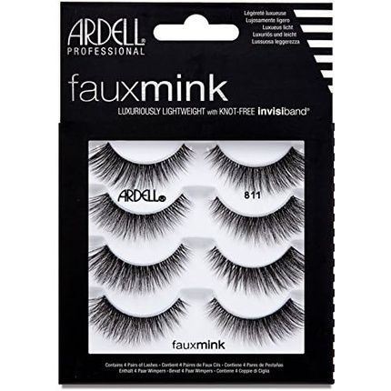 Ardell Faux Mink 811 Synthetic Vegan Black Eyelashes - Pack Of 4