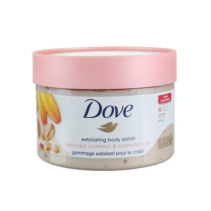 Dove Exfoliating Body Polish Scrub For Silky Skin Oatmeal & Calendula Oil 10.5Oz