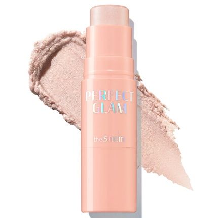 The Saem Perfect Glam Stick Blusher With Blending Sponge Wh01 Aurora Wave Luxurious Soft Melting Balm Highlighter With Shea Butter And Ceramide Np Natural Radiance Glow Makeup 0.2Oz