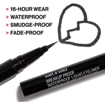 Wet N Wild Mega Last Breakup Proof Liquid Eyeliner Black Waterproof Smudge-Resistant 16-Hour Wear Ultra Black - Image 3