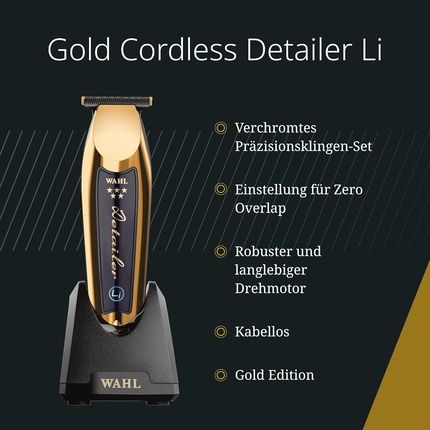 Wahl Gold Cordless Detailer Li With Extra Wide T-Blade
