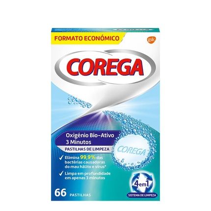 Corega Active Oxygen 3 Minutes 66 Tablets Effective Cleaning Solution