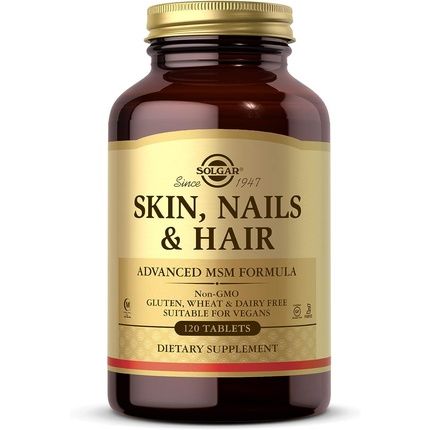Solgar Skin Nails And Hair Improved Msm Formula With Vitamin C Vegan 120 Tablets
