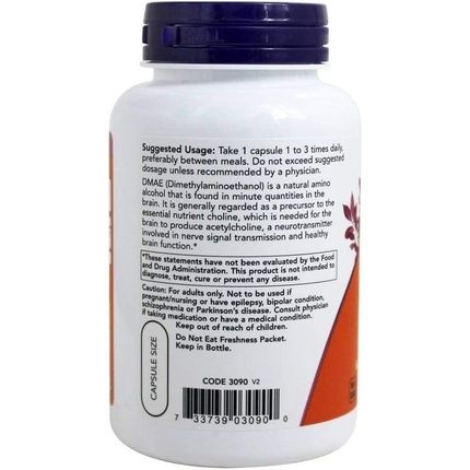 Now Foods Dmae Dimethylaminoethanol 250Mg 100 Vegetarian Capsules - Image 3