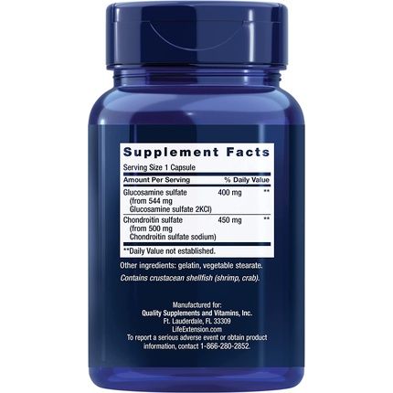 Life Extension Glucosamine/Chondroitin Capsules Joint Health Supplement 100 Capsules