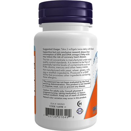 Now Foods Omega-3 Molecularly Distilled Fish Oil Softgels 30 Count - Image 3