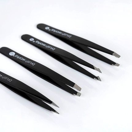 Brushworks Hd Combination Tweezer 4-Piece Set Black - Image 3