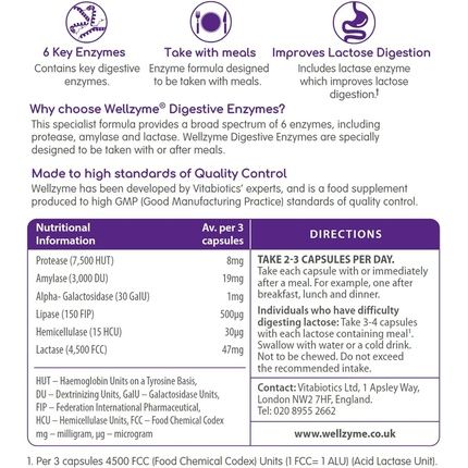 Vitabiotics Wellzyme 6 Enzyme 60 Count 120G