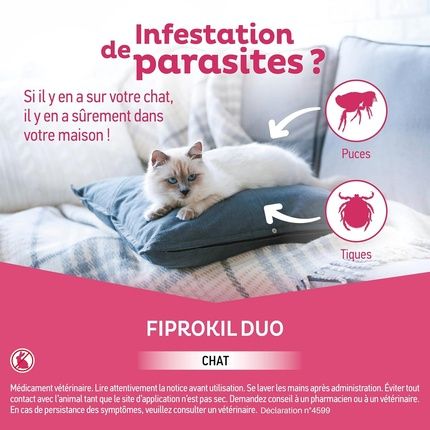 Fiprokil Duo Cats Anti-Flea And Tick Treatment - Eliminates Parasites And Eggs - Image 3