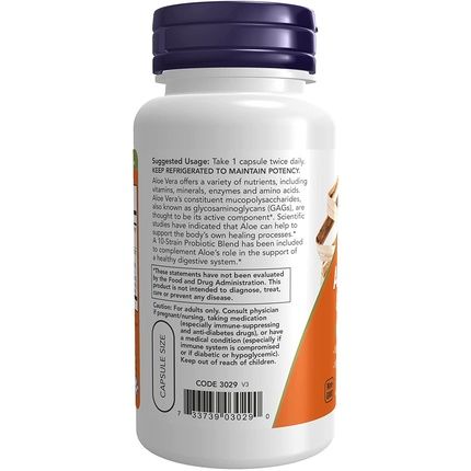 Now Aloe 10,000 & Probiotics With 10-Strain Probiotic Blend 60 Veg Capsules - Image 3