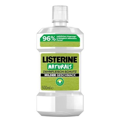 Listerine Naturals Gum Protection 500Ml Biodegradable Mouthwash With Mild Flavor Alcohol-Free Antibacterial Mouthwash For Healthy Gums