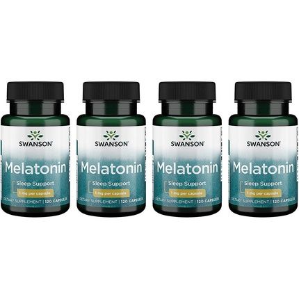 Swanson Melatonin Herbal Supplement Promoting Relaxation And Sleep Support 120 Capsules 1Mg - Pack Of 4