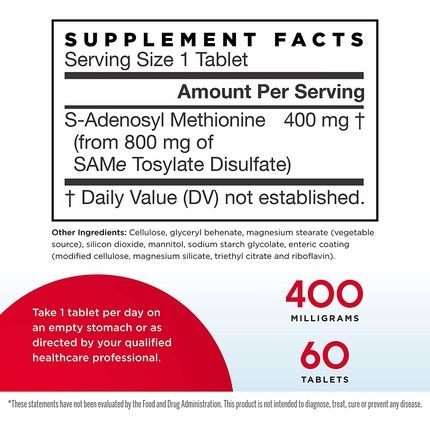Jarrow Formulas Same 400Mg 60 Tablets - Supports Joint Health, Liver Function, Brain Metabolism, Mood & Antioxidant Defense