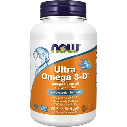Now Ultra Omega 3-D Omega-3 Fish Oil With Vitamin D-3 90 Softgels