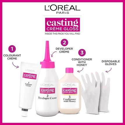L'Oreal Paris Ammonia Free Semi-Permanent Hair Dye 200 Ebony Black Glossy Hair Colour Natural Looking Finish For Up To 28 Shampoos Casting Creme Gloss 1 Application