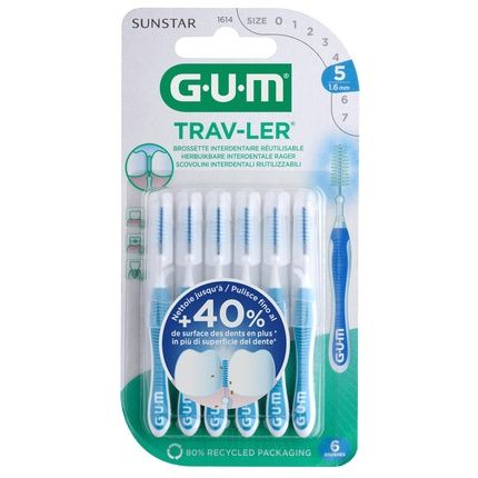 Gum Sunstar Gum Gum Gum فرشاة بين الأسنان 1314 رحلة 08 مم 6 قطع