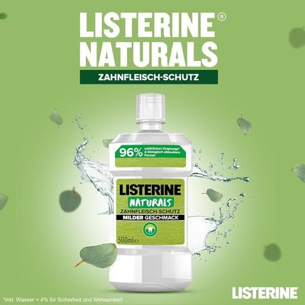 Listerine Naturals Gum Protection 500Ml Biodegradable Mouthwash With Mild Flavor Alcohol-Free Antibacterial Mouthwash For Healthy Gums