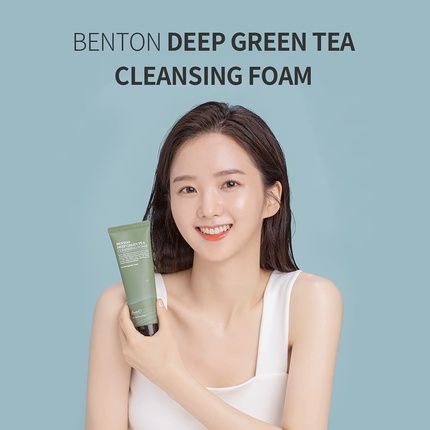 Benton Deep Green Tea Cleansing Foam 120G - Pore Tightening And Cleansing Face Cleanser For Oily And Sensitive Skin