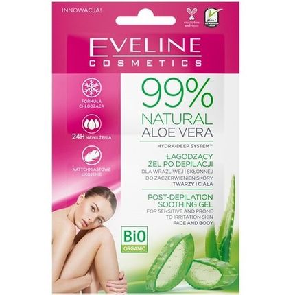 Eveline 99% Natural Aloe Vera Post Depilation Soothing Gel For Face & Body 20Ml