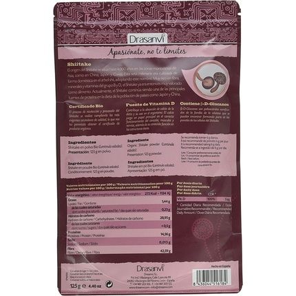 Drasanvi Shiitake Bio 125 Gr Doypack Superfood 125 G