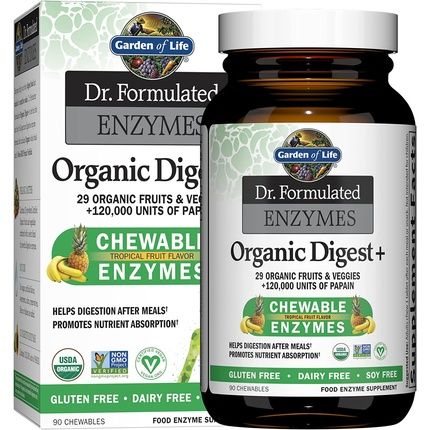 Garden Of Life Dr Formulated Digestive Enzymes With Papain, Bromelain, Lipase Organic Digest+ 90 Chewables