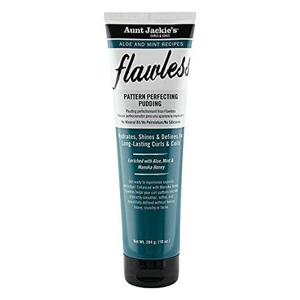 Aunt Jackie'S Aloe And Mint Recipes Flawless Pattern Perfecting Pudding With Manuka Honey For Long Lasting Curls & Coils 10 Oz Green