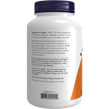 Now Supplements Gaba Gamma-Aminobutyric Acid Powder - Neurotransmitter - Image 3