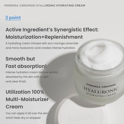 Heimish Moringa Ceramide Hyaluronic Hydrating Cream 50Ml 1.69 Fl.Oz - Image 3