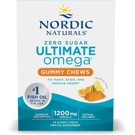 Nordic Naturals Zero Sugar Ultimate Omega Gummy Chews Tropical Fruit 54 Count