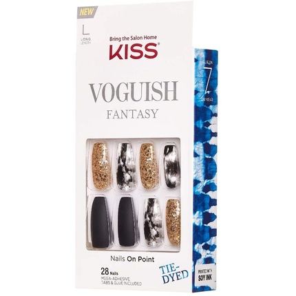 Kiss Voguish Fantasy Chillout Long Length Gel Nail Kit With Adhesive Tabs, Glue, Manicure Stick, And Mini File - 28 Nails