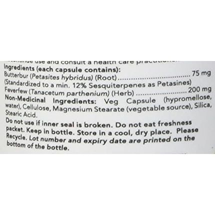 Now Foods Butterbur With Feverfew Vegetarian Capsules 60 Count - Image 3
