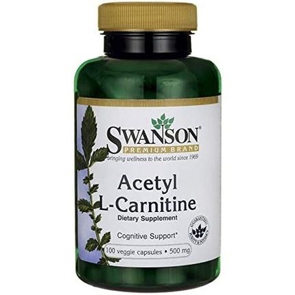 Swanson Acetyl-L-Carnitine Cognitive Health And Workout Enhancer 500Mg 100 Capsules - Pack Of 2
