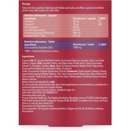 Seven Seas Jointcare Max Supplements With Omega-3, Vitamin D & C, Zinc, Collagen, And Glucosamine 60 Capsules