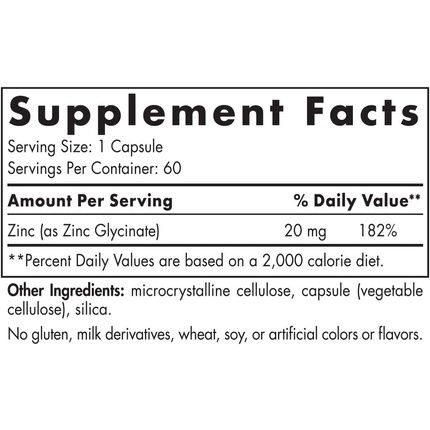 Zinc Glycinate 20Mg 60 Capsules