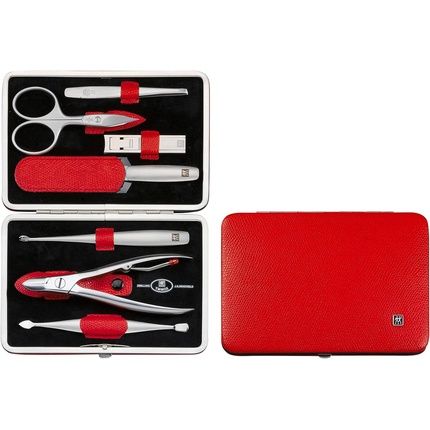 Henckels Twinox Manicure Set Dauphine Red Z Comp 7 Pieces Combs Nail Cleaner Tweezers Nn File Di I