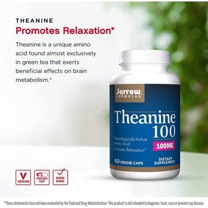 Jarrow Formulas Theanine Promotes Relaxation 100Mg 60 Capsules - Image 3