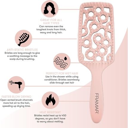 Framar Professional Vented Paddle Hair Brush For Blow Drying