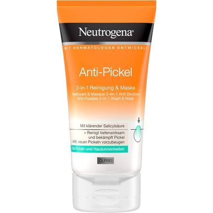 Neutrogena Anti-Pimple Facial Cleanser 2-In-1 Cleansing And Mask With Salicylic Acid 150Ml