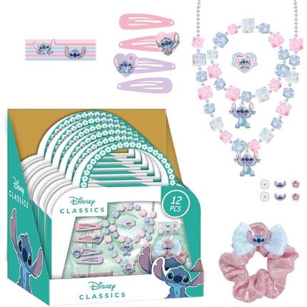 Stitch Children'S Beauty Set Multicoloured With 6 Scrunchies, 1 Fabric Scrunchie, 4 Hair Clips, 2 Necklaces, Ring And Stickers