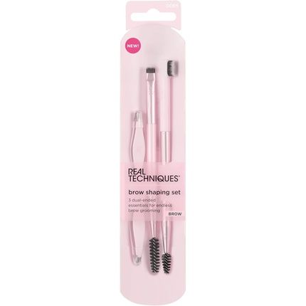 Real Techniques Brow Shaping Set With Spoolie, Brow Brushes, And Tweezers